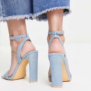 Guess Light Blue Denim Heeled Sandals